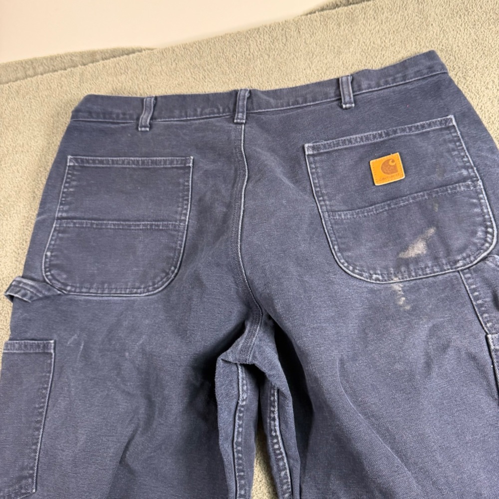 Carhartt Mens Relaxed Fit Duck Canvas Carpenter Pants Navy Blue 38x30 Workwear